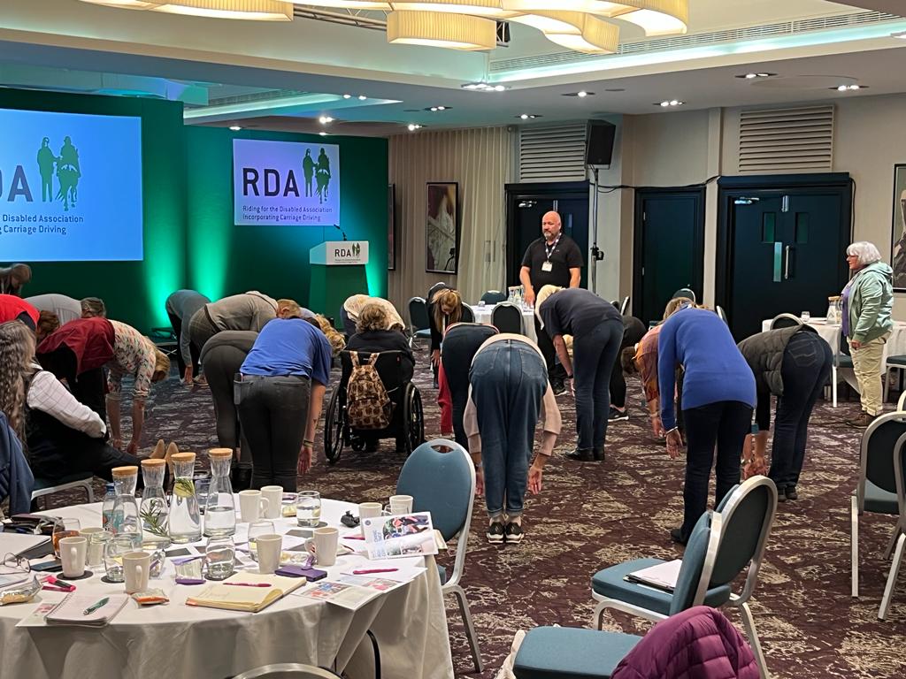 RDAnational's tweet photo. Things are getting active in the workshop with David Sanders CPT CES PES, The Neuromechanics Academy founder, who is discussing his rider reboot workshops, which teach how to enhance movement for riders via brain-based biomechanics drills.
#RDACoachingConference https://t.co/ZlNw1dCRY7
