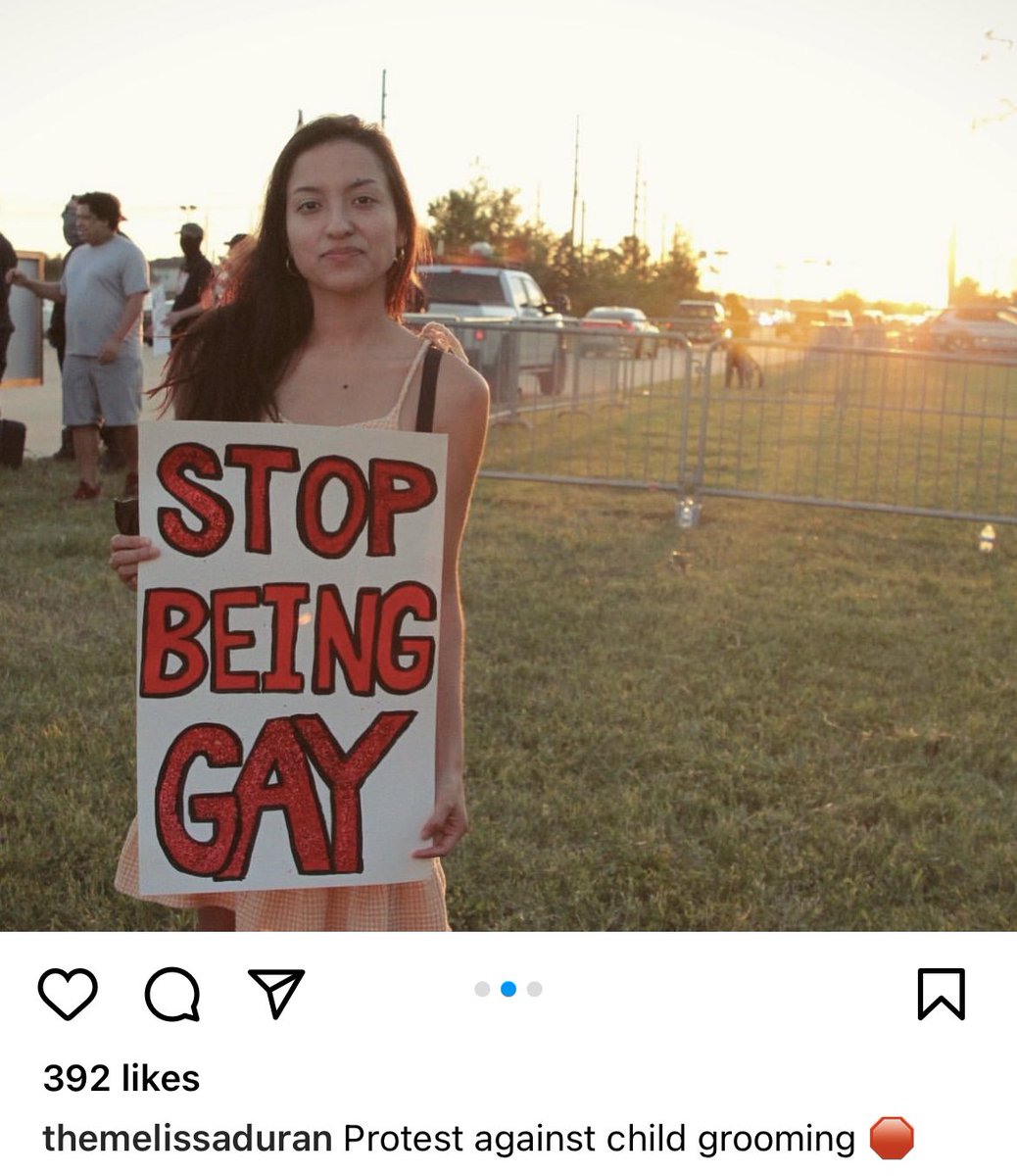 mattxiv's tweet photo. the proud boys protested outside a drag queen bingo in texas last week and this one girl’s sign is absolutely taking me out https://t.co/f6fmbMcwCo