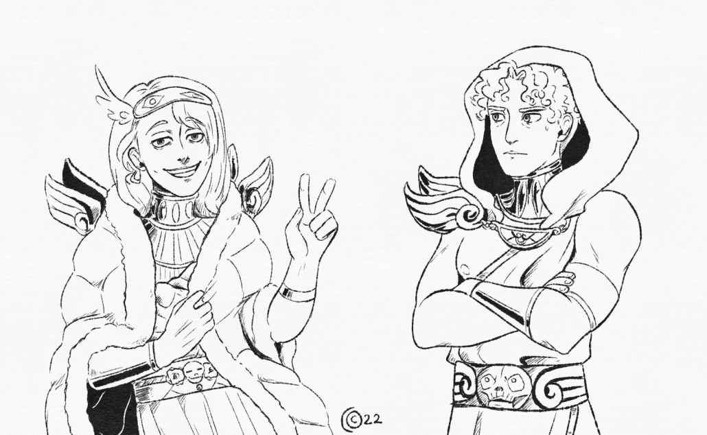 CeciDibujera's tweet photo. Hypnos & Thanatos hair straightness (?) swap https://t.co/WGp327TJic