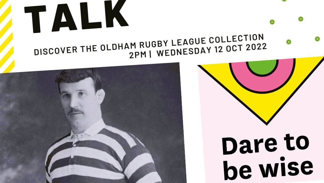 The Rugby League World Cup is upon us, set for 15 October!
We're celebrating with a talk by Oldham Rugby League expert, Michael Turner on Wed 12 Oct at 2pm. No need to book, just drop-in.🏉

#rugbyleague #heritage #OldhamHour #talk #iLoveMcr #visitmanchester #wearemcr #RLWC2021