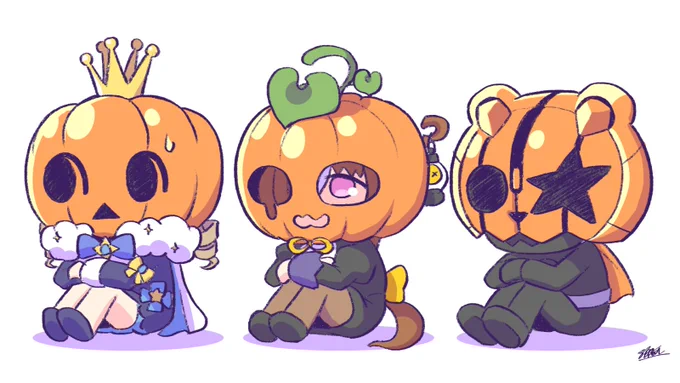 ハロウィンの時期なので最近見たパンプキンヘッドの方々を描きました 