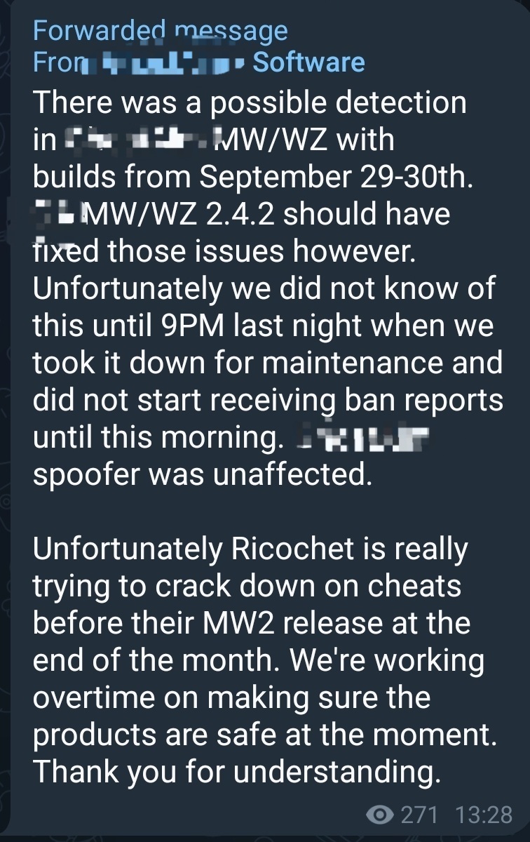 WarzoneRaw's tweet photo. It looks as if Team Ricochet are ramping up their efforts with more and more smaller, less detected cheats now becoming detected by Ricochet.

Hopefully this isn't just temporary to increase MWII sales and they keep up their efforts in fighting against the cheat developers! https://t.co/hfmPRTZdAB