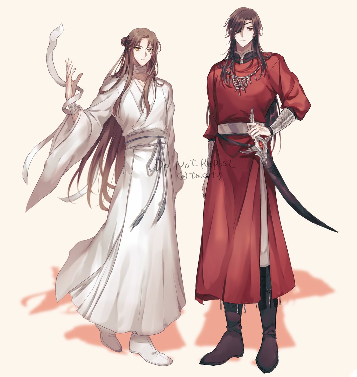 long hair white robe robe chinese clothes eyepatch weapon multiple boys  illustration images