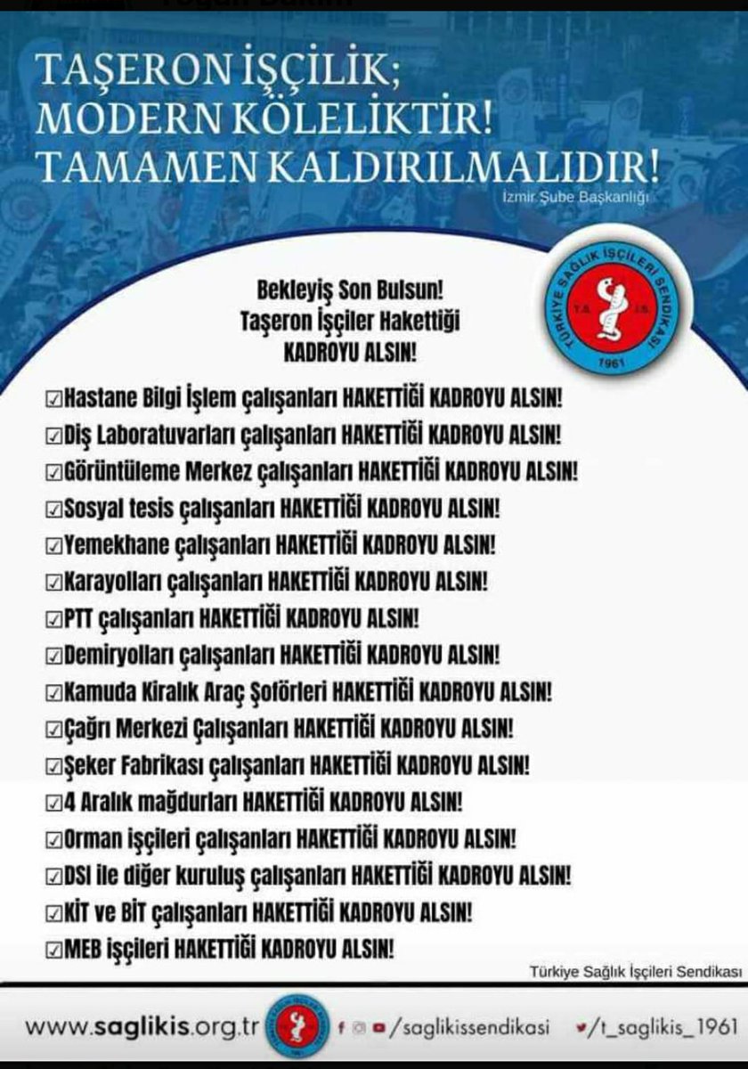 Taşeron işçilik son bulsun haklarımız verilsin