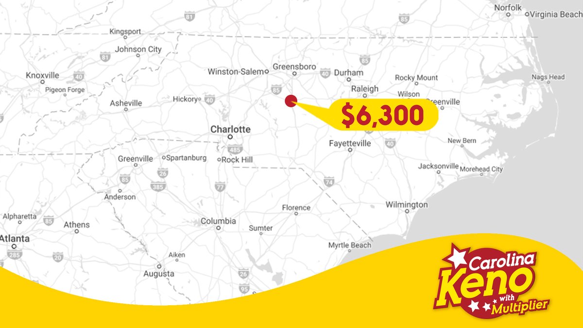 Check your #CarolinaKeno tickets! One lucky player won $6,300 yesterday while playing Keno at Coach's Neighborhood Grill on NC HWY 49 in #Asheboro, NC. #NCLottery