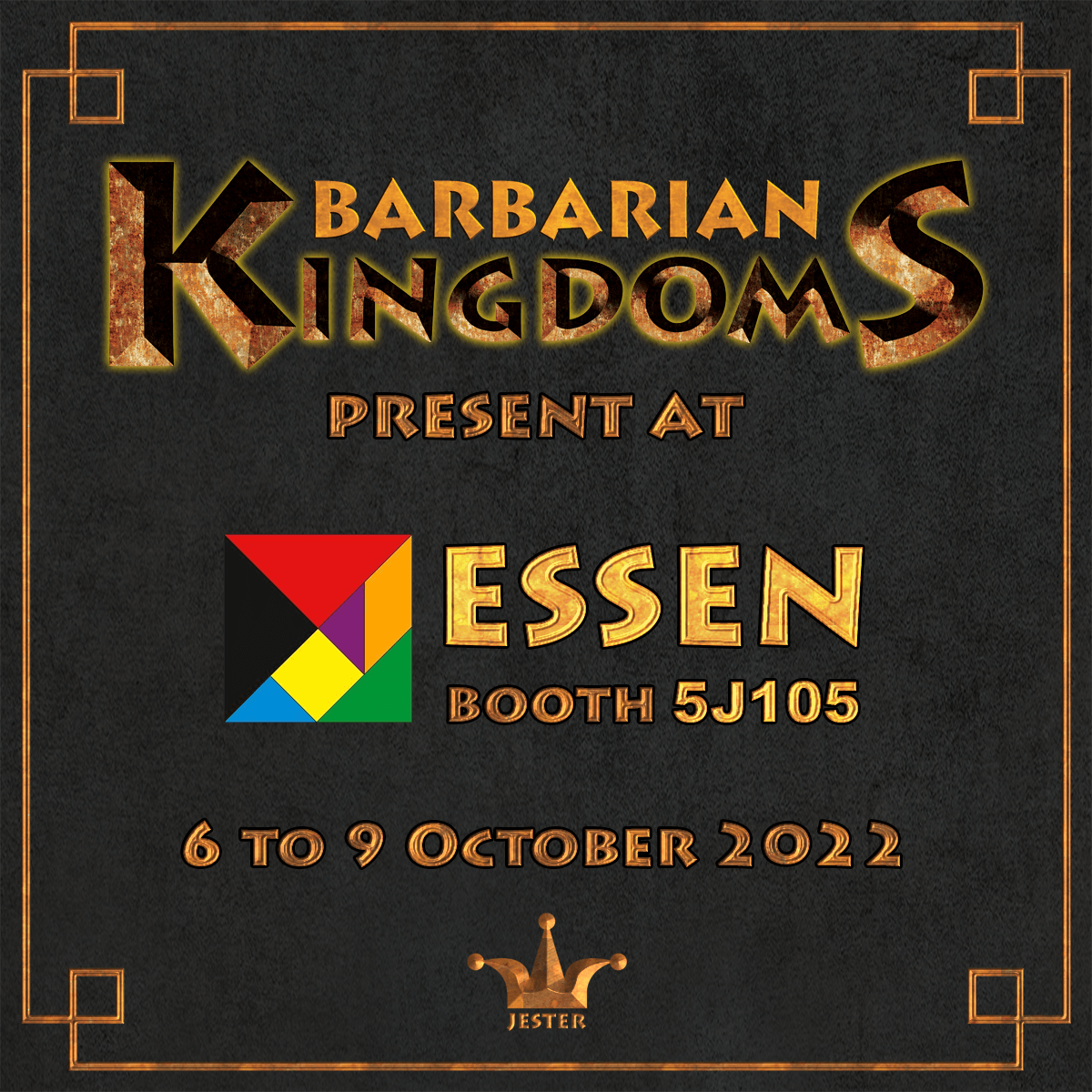 JesterGamesFR's tweet photo. Meet us in Essen @spiel_messe at booth 5J105 and test Barbarian Kingdoms! 😊

The Barbarian Kingdoms campaign will be launched on Gamefound on October 18th: https://t.co/8RK2Im7DAs

 #jeudeplateau #jeudestrategie #jeuxdesociete #SPIEL22 #Essen https://t.co/fGr5GvAhk0