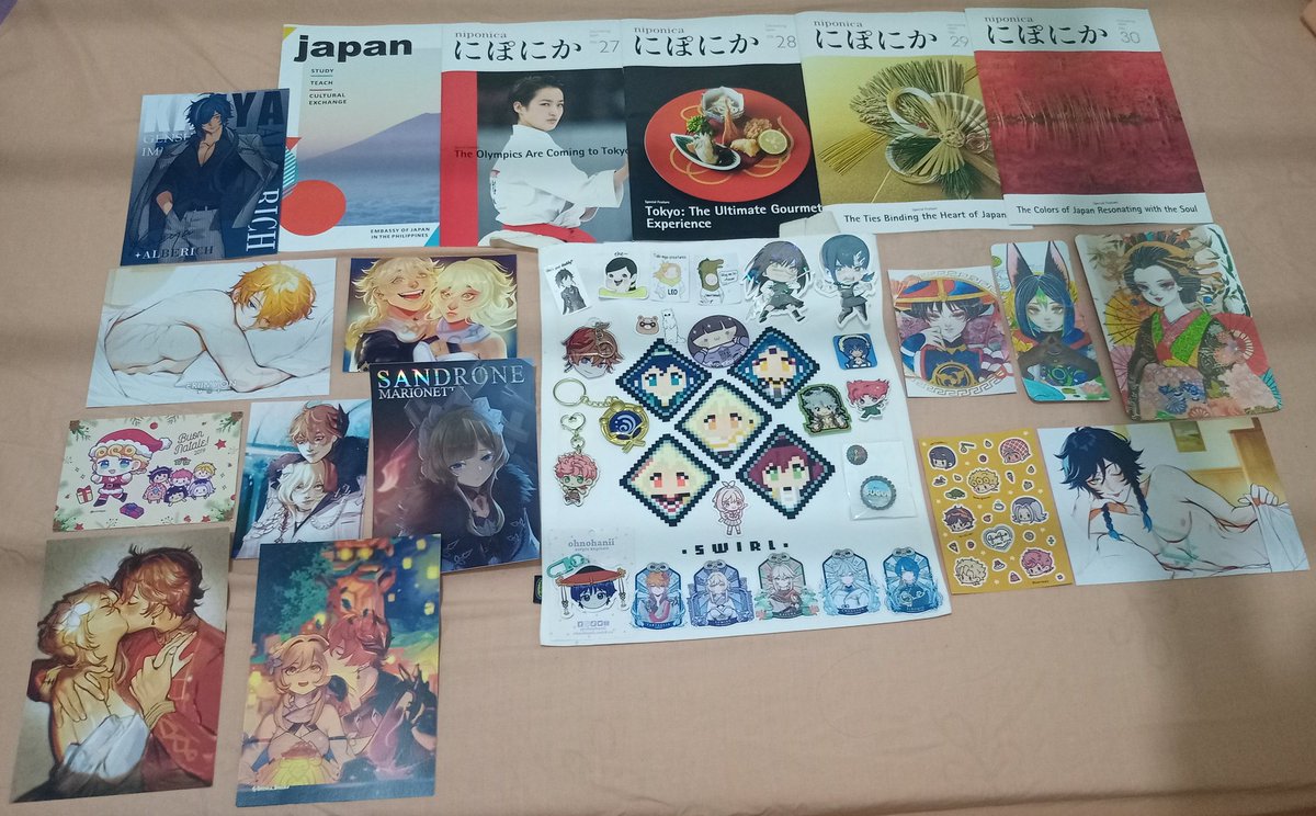 blaire_dwyn's tweet photo. So these are basically everything I bought/got from CosMania Day 2 earlier. TYSM for completing my first cosplay convention experience 💗

@Beechu_Beechu 
@nandemocreative 
@ph_passion 
@cornepu 
@pixelheroph 
@sskaitcomics 
@eriimyon 
@ohnohanii 
@isabiph 
@/NESEMOPONUMEJI on ig https://t.co/x2OLestJkl