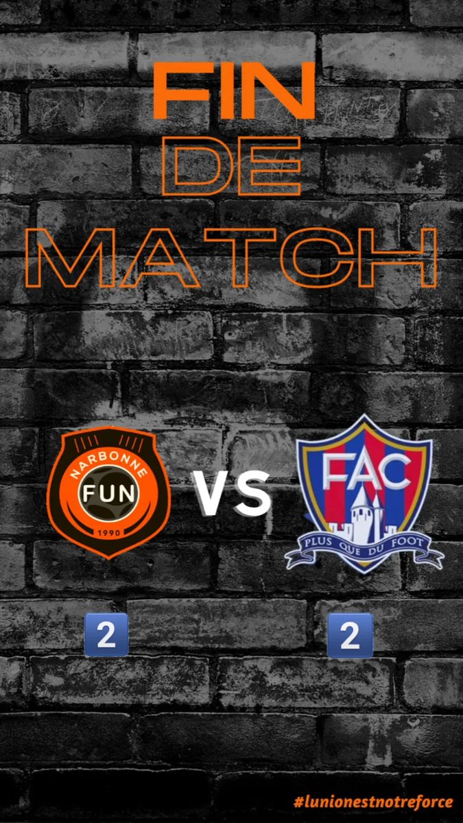 FUNarbonne's tweet image. C'est fini entre #FUNFAC 2-2 🧡🖤
#LUnionEstNotreForce 🟠⚫️💪 #Narbonne #Aude #R1 #Régionale1 #Occitanie #football #TeamFUN