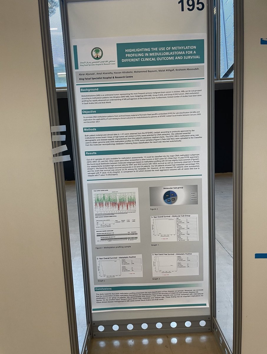 I had a wonderful chance to share our experience about highlighting the use of methylation test in medulloblastoma #SIOP2022 , it was spectacular organization and hosting in Barcelona @WorldSIOP