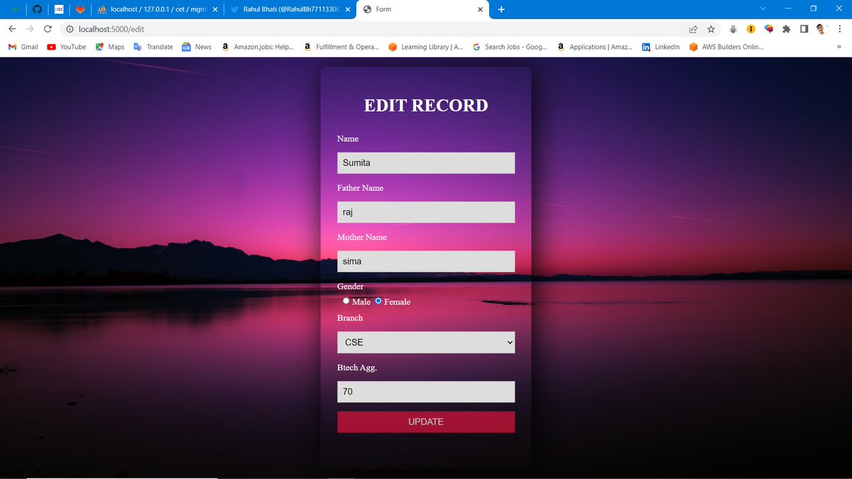 rahuldotsol's tweet image. Project 1 Login and Register Form. Displaying Profile and Change Password or Edit Record and Logout.  
#30dayofcode #30dayofdev #30dayofweb #NodeJS  #webdevelolment #webdev #expressjs #pug #backend #fullstackdeveloper #frontenddev #100daysofcoding #webdevelopers #MySQL #databases