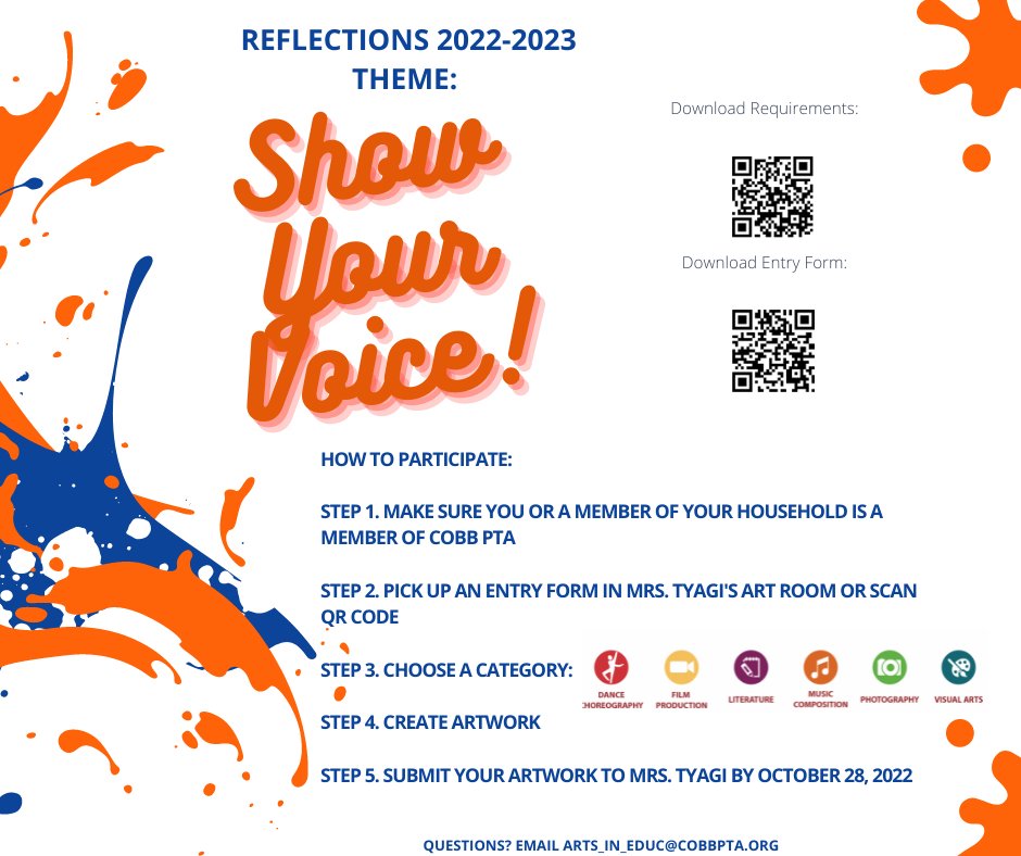 Show us your voice! It's not too late to get started on those Reflections projects. Entries are due October 28th.