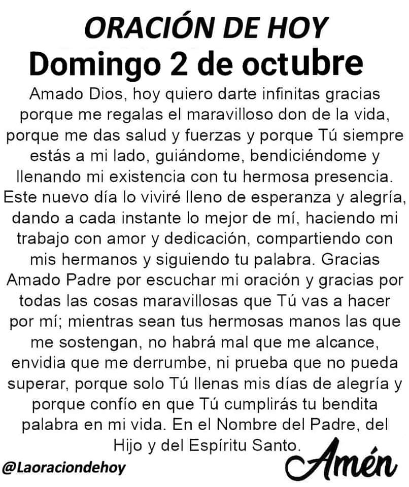 laoraciondehoy's tweet photo. Oración diaria para hoy domingo 2 de octubre. https://t.co/iDtQWJPZFA