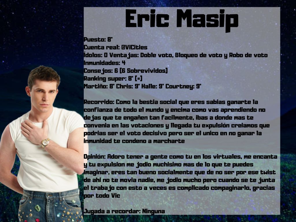 ExpedicionAl's tweet photo. 8º PUESTO: Siempre con su obsesion de ser hombres que esten buenos igual que cierta persona relacionada con el detras de @Eric_ExpDi se encontraba PAPIN @ViCities https://t.co/0faY4dJYpM
