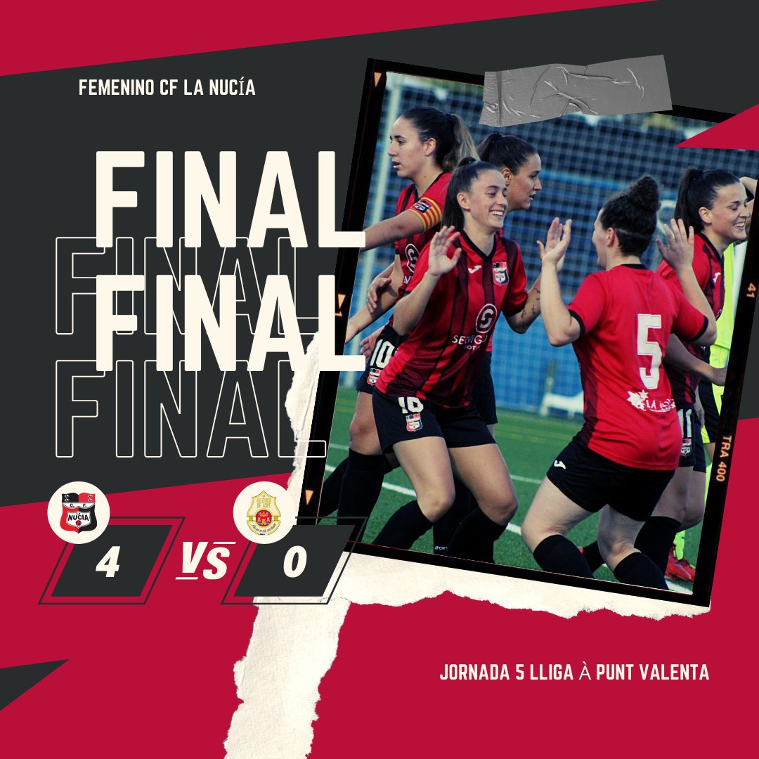 cfnucia's tweet photo. 🔴🅒🅕🅛🅝🔴 

𝗙𝗘𝗠𝗘𝗡𝗜𝗡𝗢 | El #Femenino del @cfnucia gana en la @CDCamiloCano 4️⃣➖0️⃣ 🆚 CD Aspe “A”. ✅

🎯 Marta ⚽️, Cris ⚽️ y Paula Díaz ⚽️⚽️

#JuguemosAlRojo ♥️

#AmuntNucia
#LaNucíaCiudadDelDeporte https://t.co/D4H659q360