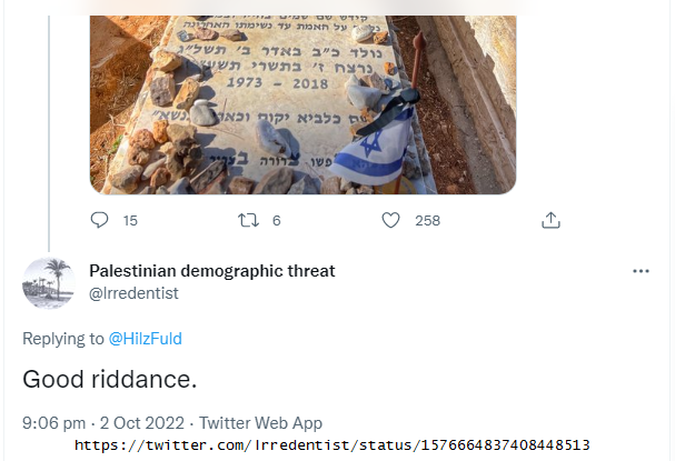 BestWebEnglish's tweet photo. 🔴Reported extremist @lrredentist for incitement, celebrating the murder of Ari Fuld, victim of terrorism.
https://t.co/ZhnhtYAL2N @TwitterSupport Say no to #Antisemitism #TerrorristContent #EndJewHate.

May #AriFuld's memory be a blessing. #GushEtzion #Israel
@TheIHRA @IsraelMFA https://t.co/st0gmu9Vqg