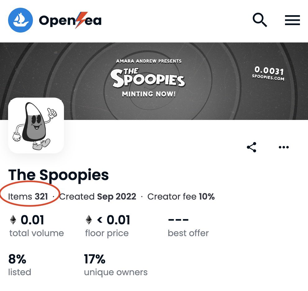 TheSpoopies's tweet photo. AMAZING!

321 Spoopies have been minted! 😱 Beyond amazed and thankful for all of our new #spoopysquad members 🖤 https://t.co/jLeO7NAXPP