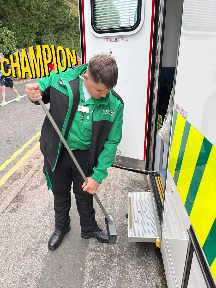 Today we had cadets at Chester Marathon, supporting at the finish line &amp; sharing the running of a treatment centre. 
Busy day, so very few photos but here is one of our cadets ensuring the treatment centre is kept clean on his shift running it.
Well done &amp; a big thank you to all!