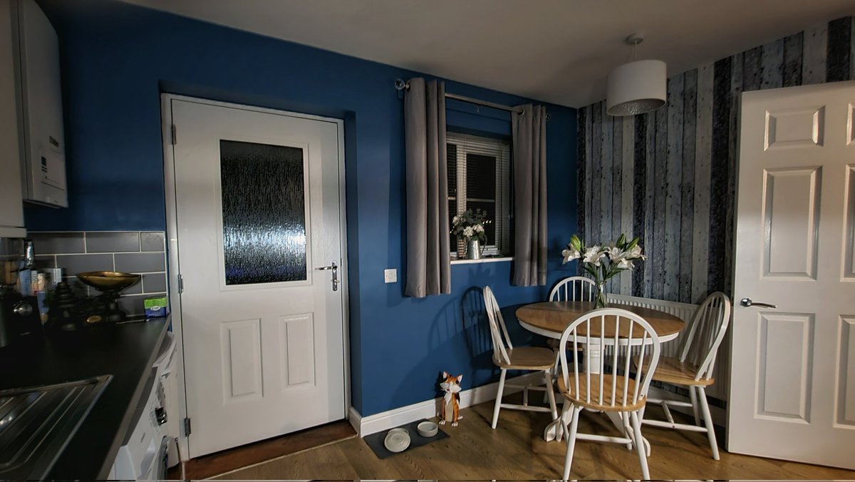 missmayo1984's tweet photo. I did a thing today... that's the kitchen painted using @ValsparPaintUK #yankeeblue love bold colours I do😍 https://t.co/90Yuoovvju