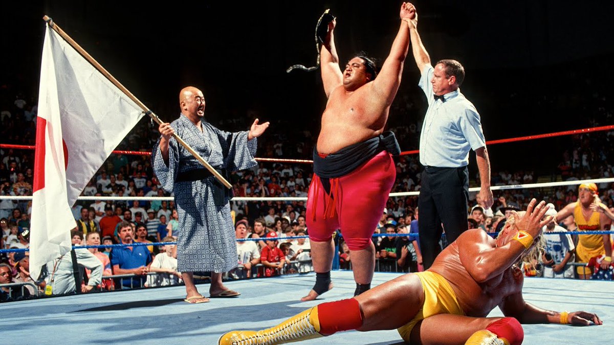 IRISHWRESTLING8's tweet photo. Crazy to think Yokozuna would bave been 56 today.
I remember when they used to challenge people to try and just knock him off his feet until Hacksaw Jim Duggan achieved it.
What is your earliest memory of him?
#RIPUCE #Yokozuna https://t.co/7eYHLFhhFl