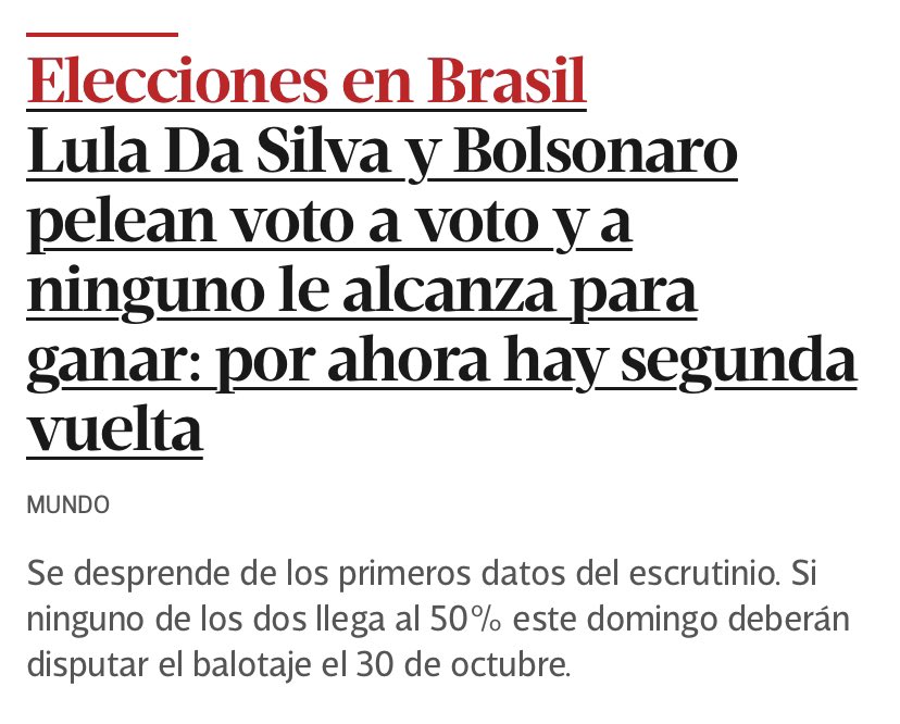 Esta noticia apareció con el 1% de los votos escrutados 🤔🤔🤔