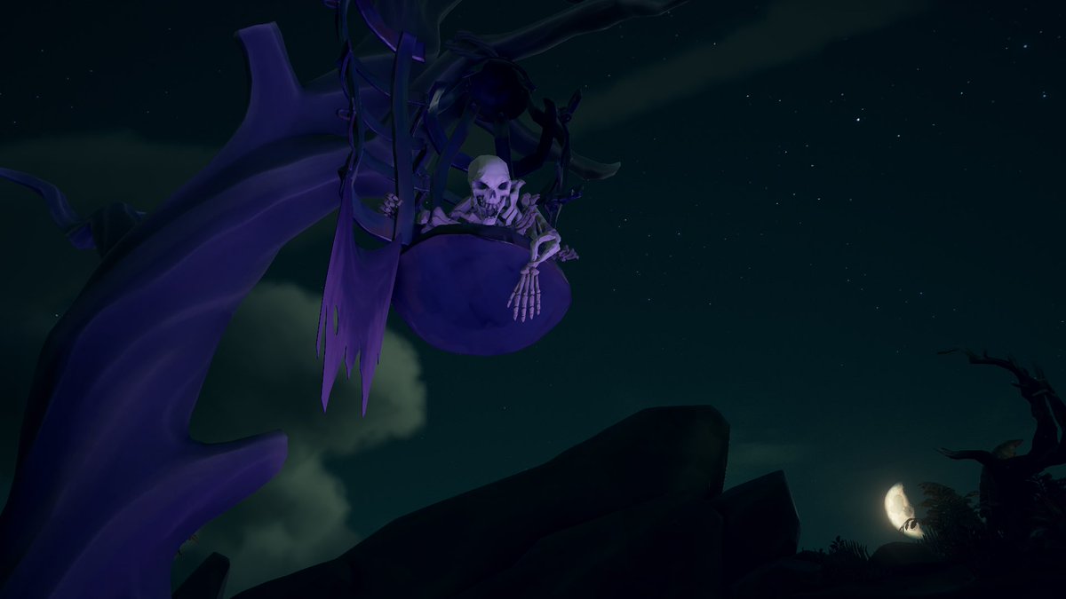 The skeleton hangs out of the cage lifelessly, forever waiting for someone to find them… 

<a href="/SeaOfThieves/">Sea of Thieves</a> #SoTShot #SeaOfThieves