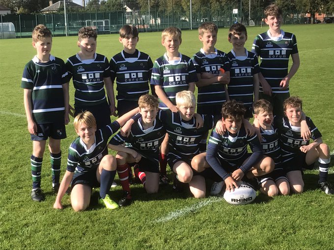 The GHK U13 team after their first ever fixture which they win with a final play try and conversion. Final score GHK 45 Cambuslang 43