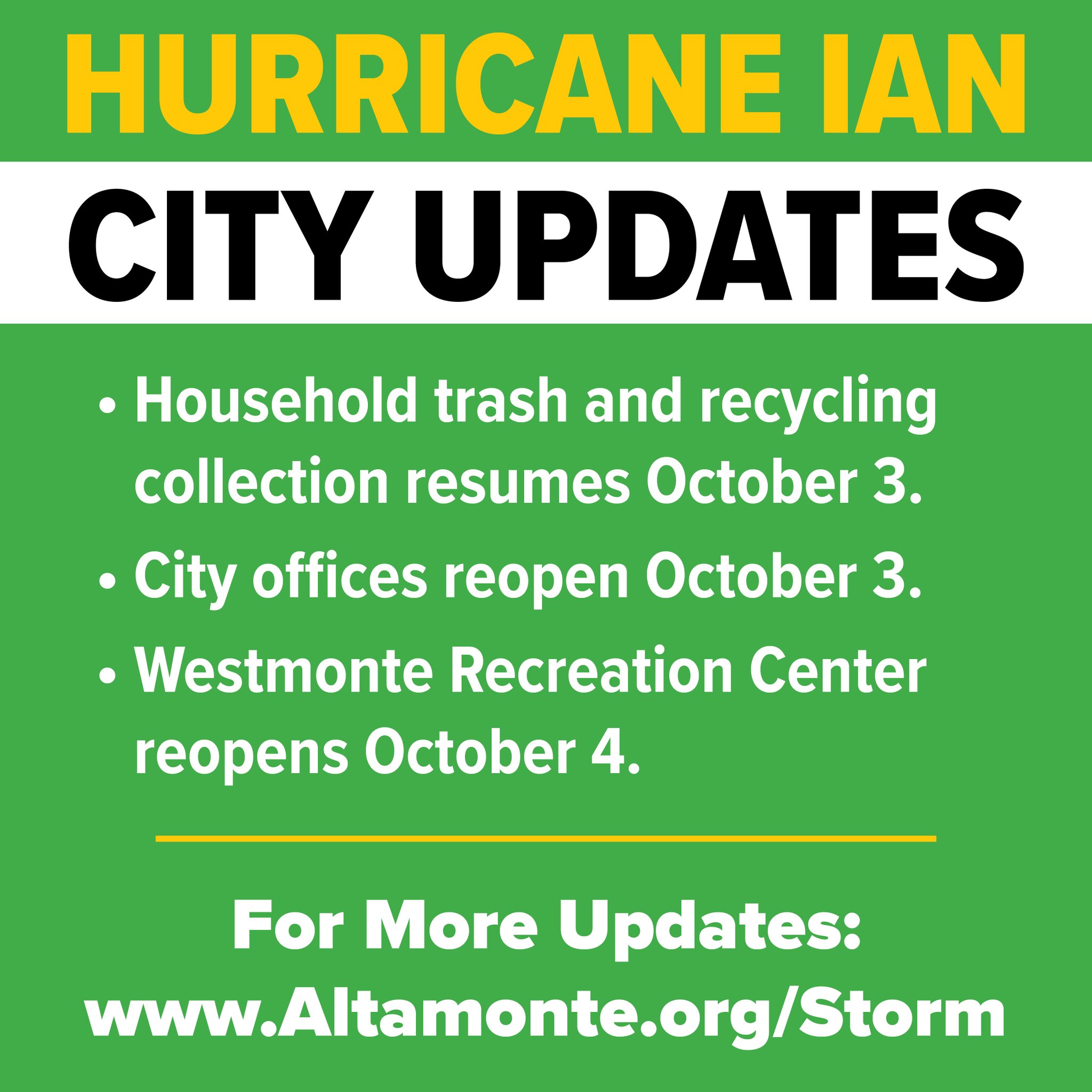 Altamonte Springs on Twitter "CITY UPDATE Storm debris cleanup is
