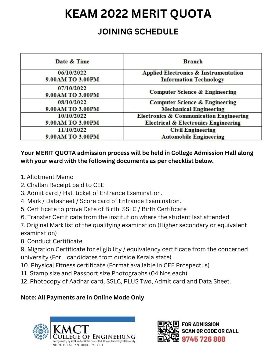 kmctce_official's tweet photo. KEAM GOVERNMENT ALLOTMENT ADMISSION 2022 https://t.co/eElGk1BZu3