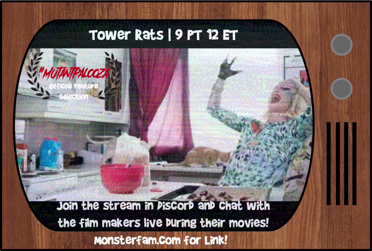 MutantTheater2's tweet photo. Check out Kevin Walter’s  (@kwzombi) #TowerRats during #MutantPallooza II!!🎟 
#MutantPalooza II will be streaming all day, on October 8th, in the #monsterfam discord. Everyone is welcome!🎟 
#cult📼 #horror🩸#indiefilm🎥 
#zombiecrew|#mutantfam💀 
#horrorcommunity|#horrorfam🎃 https://t.co/sQ3gg3WNHJ