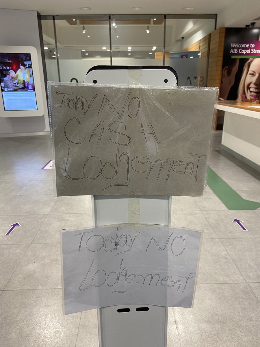 DecGreene's tweet photo. @AskAIB Capel street branch today too. Im not actually going out of my way to make a point of this, I’m literally trying to lodge money for bills due out of my account tomorrow. It’s terrible service https://t.co/wxAUzTRrpf