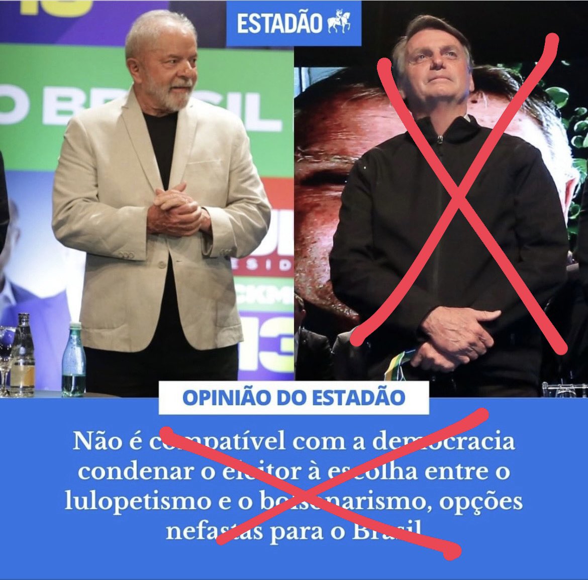 De novo? A lógica do Estadão é de um cara que entra em um restaurante vegetariano e começa a xingar e se lamentar porque não tem carne! 
   
Felizmente não parece ser o sentimento do povo brasileiro que quer liquidar a fatura já e partir para um projeto de reconstrução #Lula