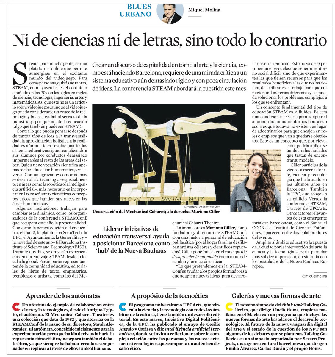Neither science nor letters, but quite the opposite. 
On @steambarcelona Congress
 w/
@UPC_Arts
@_BIST
@mariondita
@CarmeFenoll 
@francesca_bria
At #BluesUrbano By @miquelmolina today at @LaVanguardia