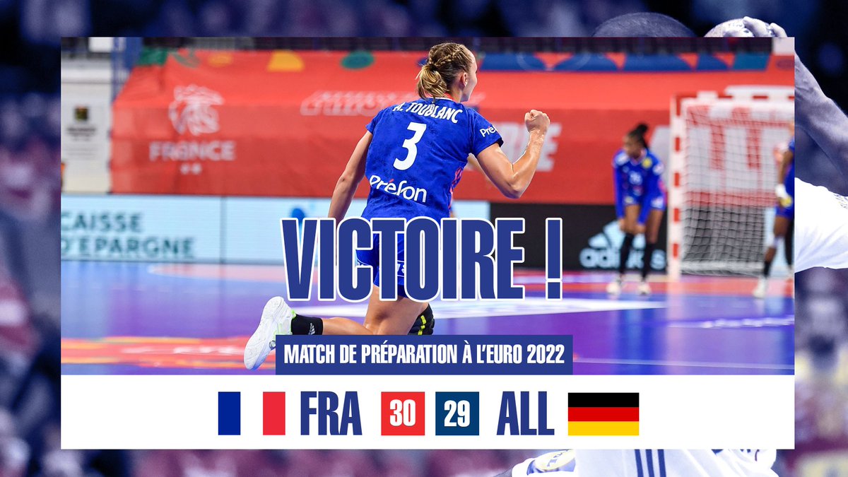 Prefon_Asso's tweet photo. Un sans faute pour les Bleues ! L'Equipe de France s'impose d'un petit point face à l'Allemagne et fait le plein de confiance pour l'Euro. BRAVO les Bleues ! Score final : 30🇫🇷⚡️🇩🇪29
#Prefonhand #handball #Bleuetfier #Engagement #FRAALL https://t.co/ruEgbXiNV4