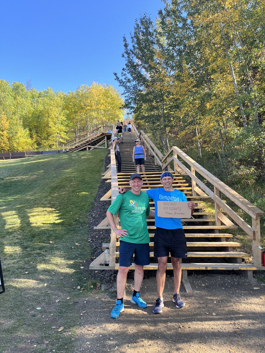 Congratulations to the 3 more people to join me in the 100+ club Terry with 101 Brennon with 120 and overall winner Chad with 135 flights of Grandview stairs <a href="/GlobalEdmonton/">Global Edmonton</a> <a href="/ctvedmonton/">CTV Edmonton</a> <a href="/CBCEdmonton/">CBC Edmonton</a> <a href="/UAlberta_FoMD/">UAlberta Med & Dent</a> <a href="/UAlberta/">University of Alberta</a> <a href="/change_alberta/">CHANGE Health</a> <a href="/UAFamilyMed/">UA Family Medicine</a>