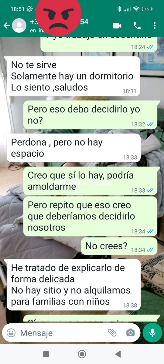 Danrrod's tweet photo. No me alquilan un piso por tener dos hijos!!!! Estoy indignadisimo, osea, con lo lo elevados que están los precios que en Almería yo estaba dispuesto a vivir en un pisucho de 1 dormitorio con tal de volver a mi tierra natal y me encuentro con esto 👇👇👇👇👇👇
#BuenDomingo https://t.co/pDfJdcNaj0