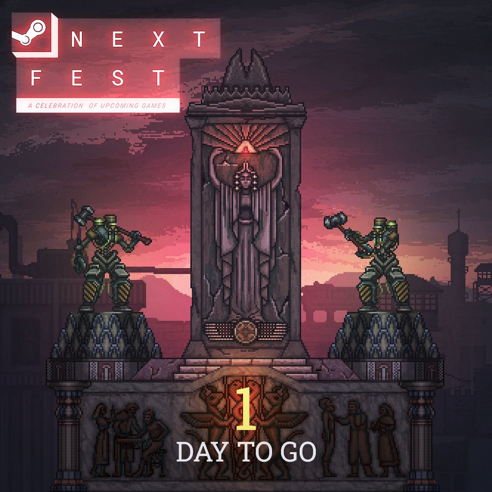 "One day more to revolution, we will nip it in the bud..."

Erra: Exordium demo is coming. Hope you'll enjoy it. 
Don't miss it: bit.ly/3FSxTMc

#pixelart #gamedev #indiedev #indiedevs #indiegames #ドット絵 #픽셀아트 #像素藝術 #像素画 #pixelgame #dieselpunk #pcgaming