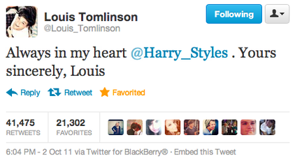todays1dhistory's tweet photo. Today (October 2) in 2011 - same, Louis 🥰🥰 https://t.co/J9Hu7jP4ls