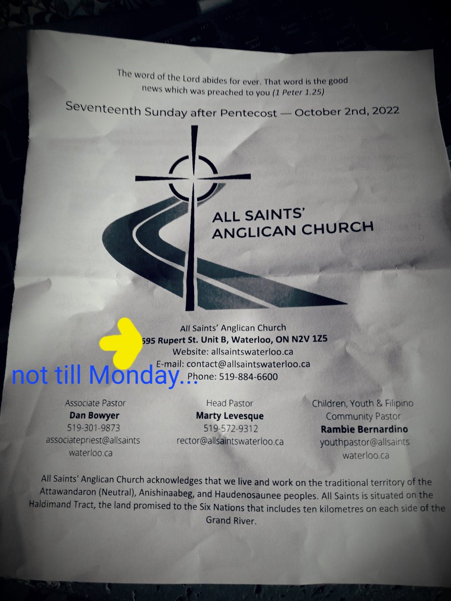 CanonMegan's tweet photo. A decent-sized congregation showed up at the old church for worship today (after the move was delayed...) #HowISpentMySunday @AllSaintsWloo #ArchdeaconoftheNorth https://t.co/mVupN5upuv