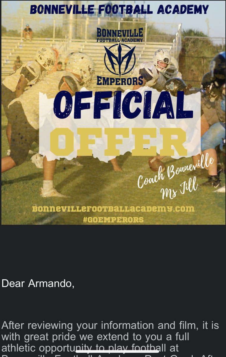 #AGTG I’m Extremely Blessed To Receive My First Official Offer From Bonneville Football Academy. <a href="/BonnFootball/">Bonneville Football Academy</a> @recruittheboro <a href="/RecruitGeorgia/">Recruit Georgia</a> <a href="/TrainingApex/">Coach Rigue</a>