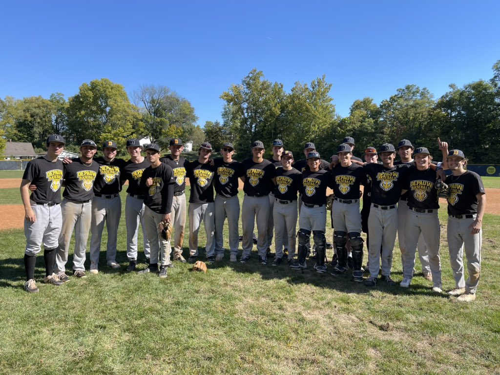 DePauwBaseball's tweet photo. Black Team takes the Black and Gold World Series on a go ahead double in extras by Jr Cam Macon. Senior Kyle Boyer closes the series and wins series MVP for his offensive and pitching performances! https://t.co/gO2oqQe7Bj