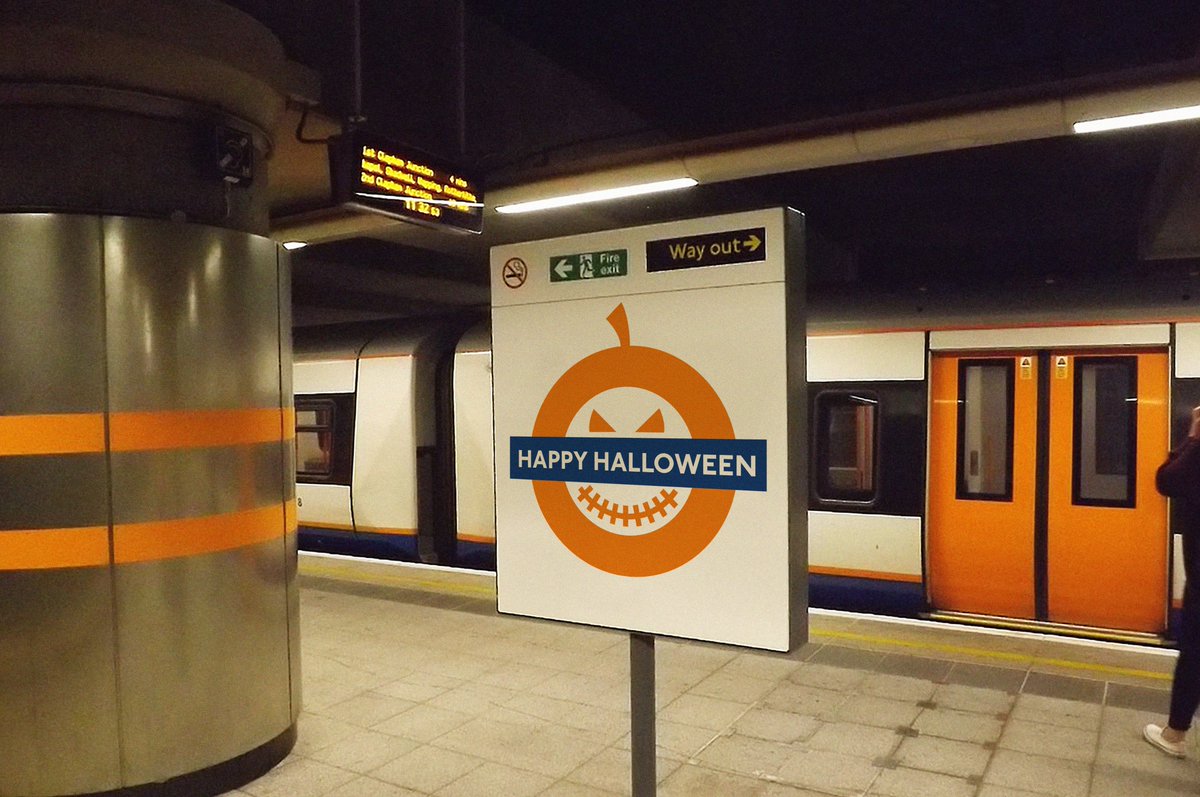harnettfrank's tweet photo. Following my spoof TFL Roundel Emerging from Lockdown campaign and seeing all the Halloween merchandise already. 
It's time to update. 
Happy Halloween campaign -The Overground Pumpkin Roundel and the London Underground Fangs Roundel.
Enjoy
@tfln @londonOverRBLX https://t.co/pCf1er8Unx