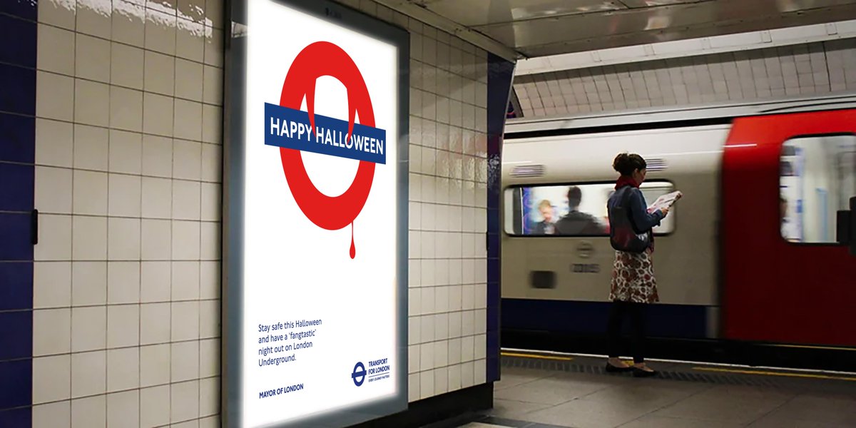 harnettfrank's tweet photo. Following my spoof TFL Roundel Emerging from Lockdown campaign and seeing all the Halloween merchandise already. 
It's time to update. 
Happy Halloween campaign -The Overground Pumpkin Roundel and the London Underground Fangs Roundel.
Enjoy
@tfln @londonOverRBLX https://t.co/pCf1er8Unx