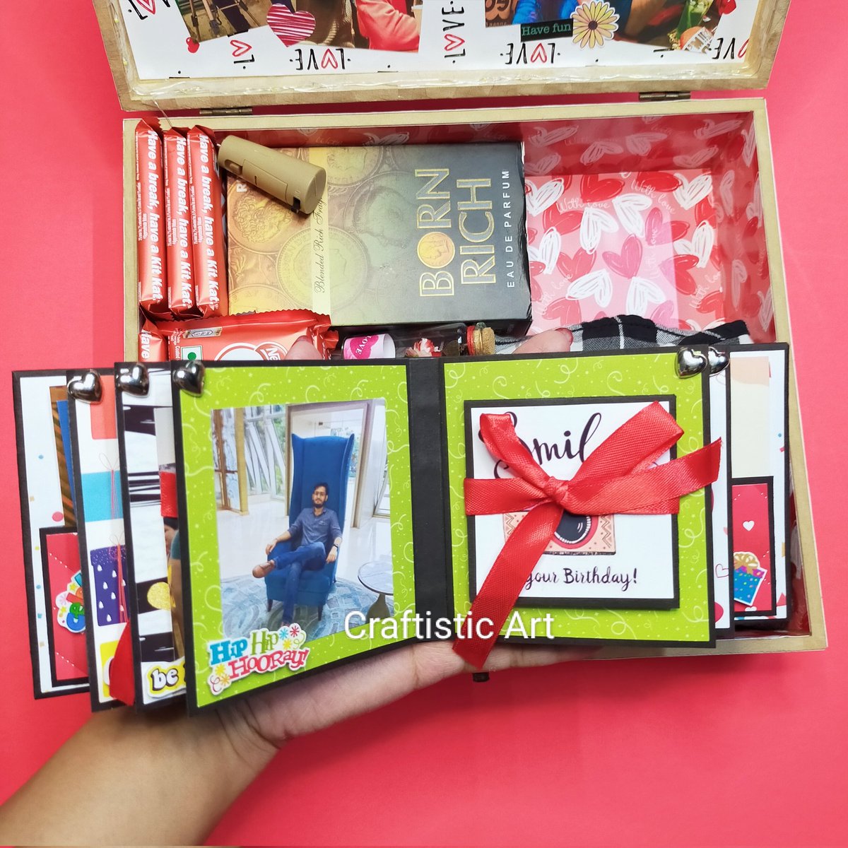 craftisticart's tweet image. MDF Birthday Hamper Box. Holds 30-35 photo's. This one is birthday and love theme based for someone's boyfriend. Box size- 12"/12". Customisation available. DM us for order. Order before 30 days. Video Link: youtu.be/ZPLgMT9n170
#CraftisticArt #mdfbox #hamperbox #giftbox #mdf
