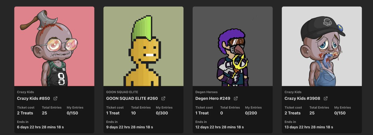 🎟 New Shitty Raffles 🎟

Check out our new raffles! 

- 2 x Crazy Kids from <a href="/CrazyEmbryoClub/">Crazy Embryo Club 🟨</a> 
- 1 x <a href="/GO0N_SQUAD/">Goon Platoon💯🔫🙏💵</a> ELITE
- 1 x Degen Hero by <a href="/imp_mischievous/">mischievous.algo</a>

shittykitties.art/raffles
⬆️⬆️⬆️

#AlgorandNFTs #Algorand #algofam