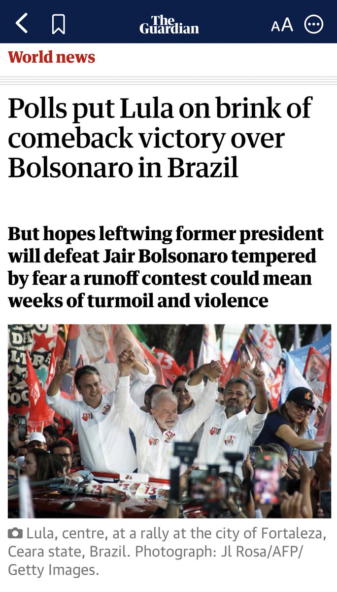 thirsty_crow's tweet photo. I hope there is a peaceful transfer of power in Brazil. #brazilelections https://t.co/uHtvjyia3S