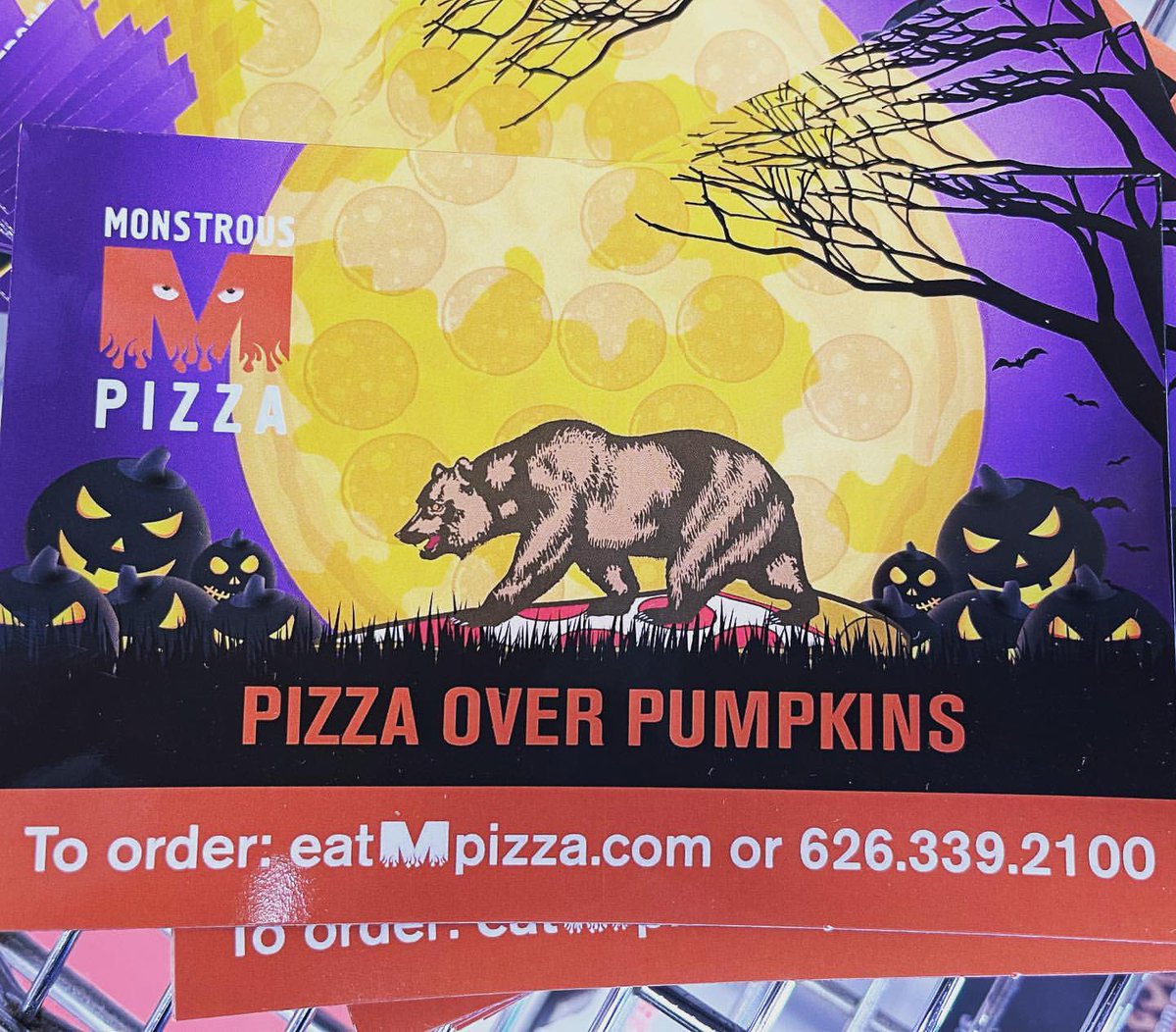 MonstrousPizza's tweet photo. Pizza over Pumpkins is what we say for this month of October! Dont hesitate to request one of our free, special edition Monstrous Pizza magnets! https://t.co/3WAL2OWalV