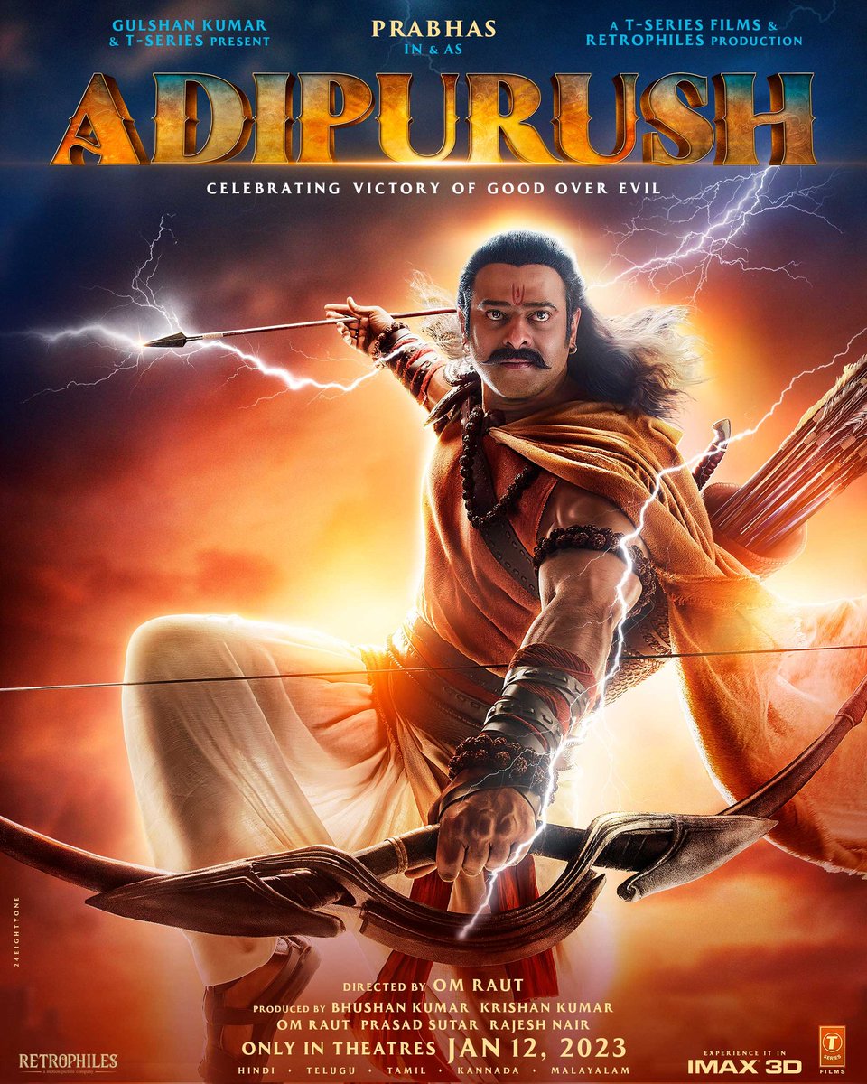 OttXpress's tweet photo. #Adipurush: Official Teaser OUT NOW! The film is releasing on January 12, 2023, in CINEMAS.

Teaser ▶️ https://t.co/U5SIod5kcA

Stars #Prabhas, #SaifAliKhan, #KritiSanon, and #SunnySingh. Directed by #OmRaut.

#AdipurushTeaser | #AdipurushTeaserDay https://t.co/8uX3VO9BCL