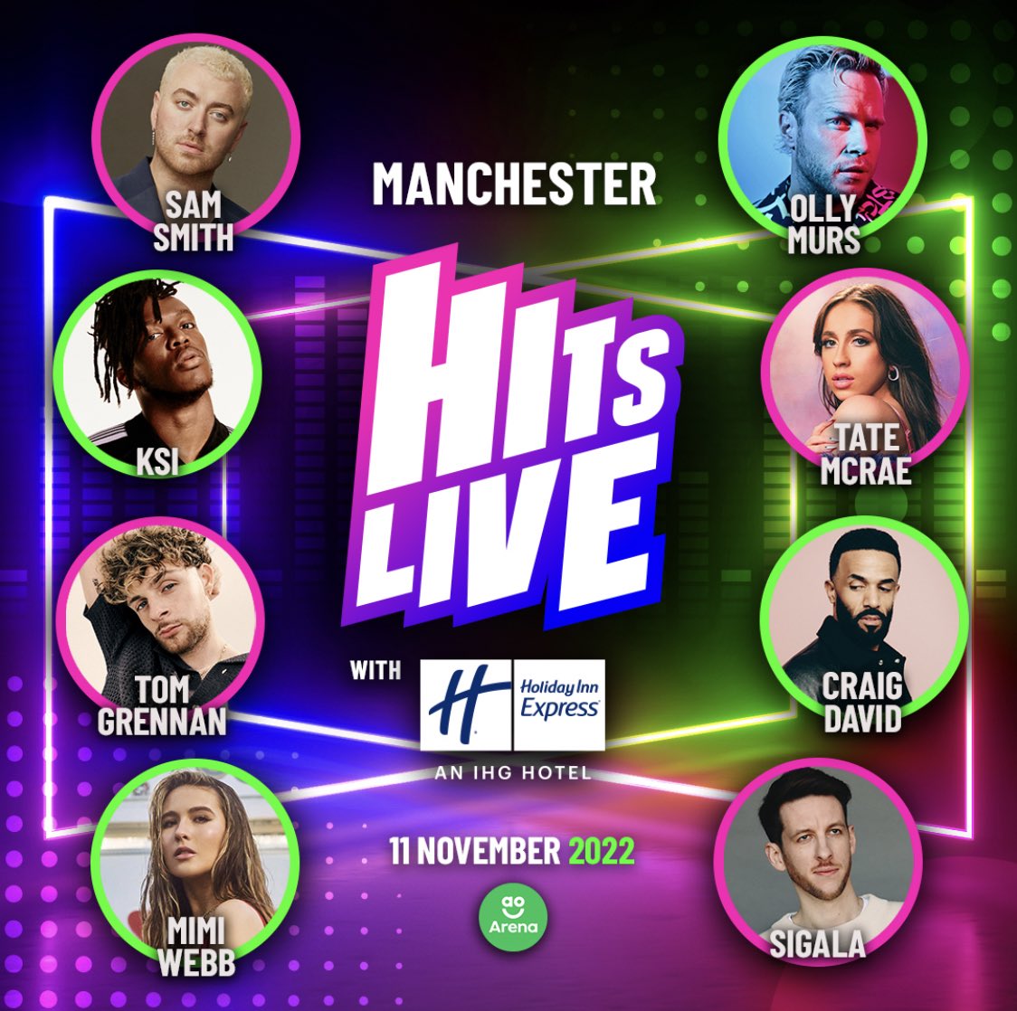 🚨🤩on Friday we had a huge Hits Live line up announcement! 

<a href="/samsmith/">SAM SMITH</a> <a href="/KSI/">ksi</a> <a href="/Tom_Grennan/">Tom Grennan</a> <a href="/mimiwebb/">Mimi Webb</a> <a href="/ollymurs/">Olly Murs</a> <a href="/tatemcrae/">Tate McRae</a> <a href="/CraigDavid/">Craig David</a> <a href="/SigalaMusic/">Sigala</a> will perform in the <a href="/AOArena/">AO Arena</a> in Manchester at  #HitsLive.

🎟️Don't miss out, book your tickets now - hitslive.co.uk
