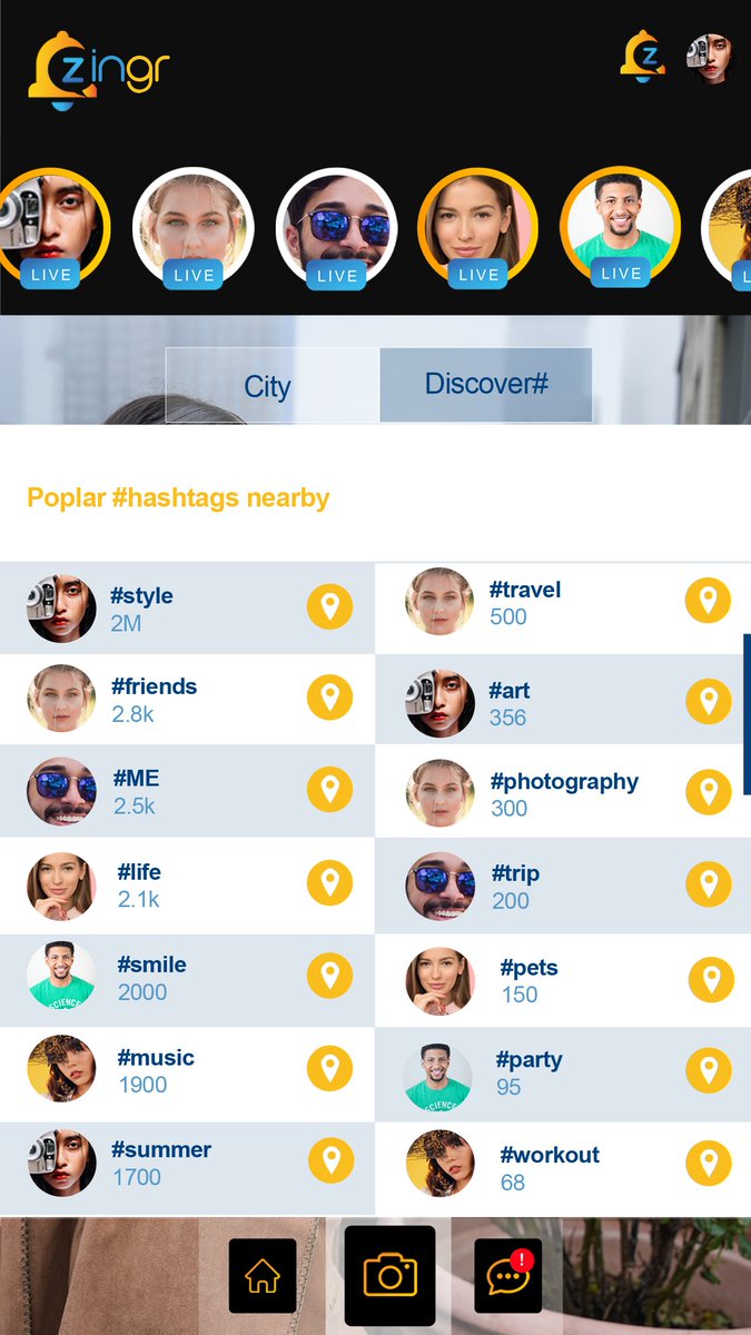 AppZingr's tweet photo. #ZINGR #app to connect #local people :)! Discover nearby trending #hashtags :)! The most popular #hashtags near you. #neighbors #neighborhoods #startups #apple #android #AppStore #apps #app https://t.co/Tn6pNbJ8KZ