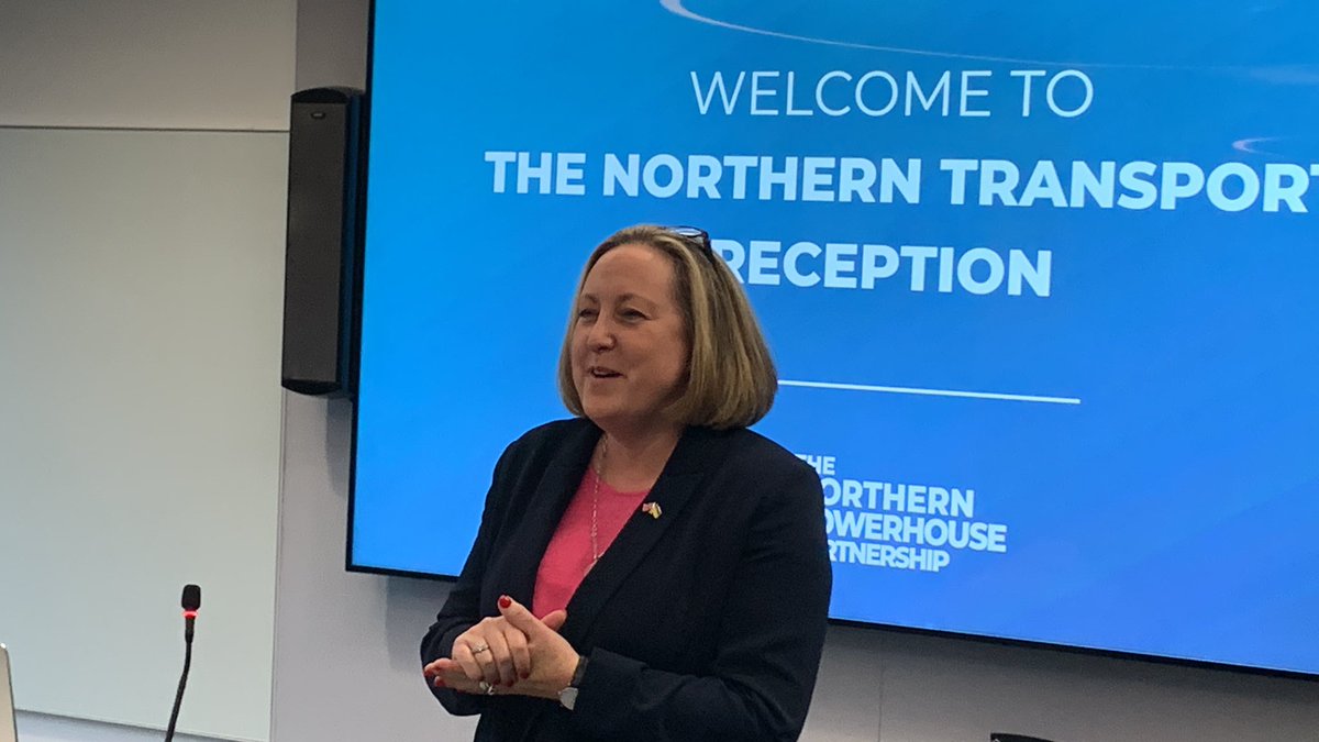 henrimurison's tweet photo. Here #NorthernPowerhouse #TransportReception @annietrev is addressing business &amp; civic leaders on her plans to #rocketboost rail &amp; road projects in the #NorthofEngland specifically the PMs commitment to #NorthernPowerhouseRail @manairportPRESS @Transport4North @Patrick4Dales https://t.co/qQikMI6Yzk